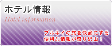 ホテル情報　ブルネイの旅を快適にする便利な情報が盛り沢山！