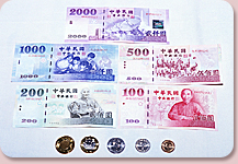 台湾の貨幣、紙幣の写真