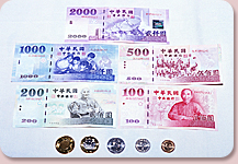 台湾の貨幣、紙幣の写真
